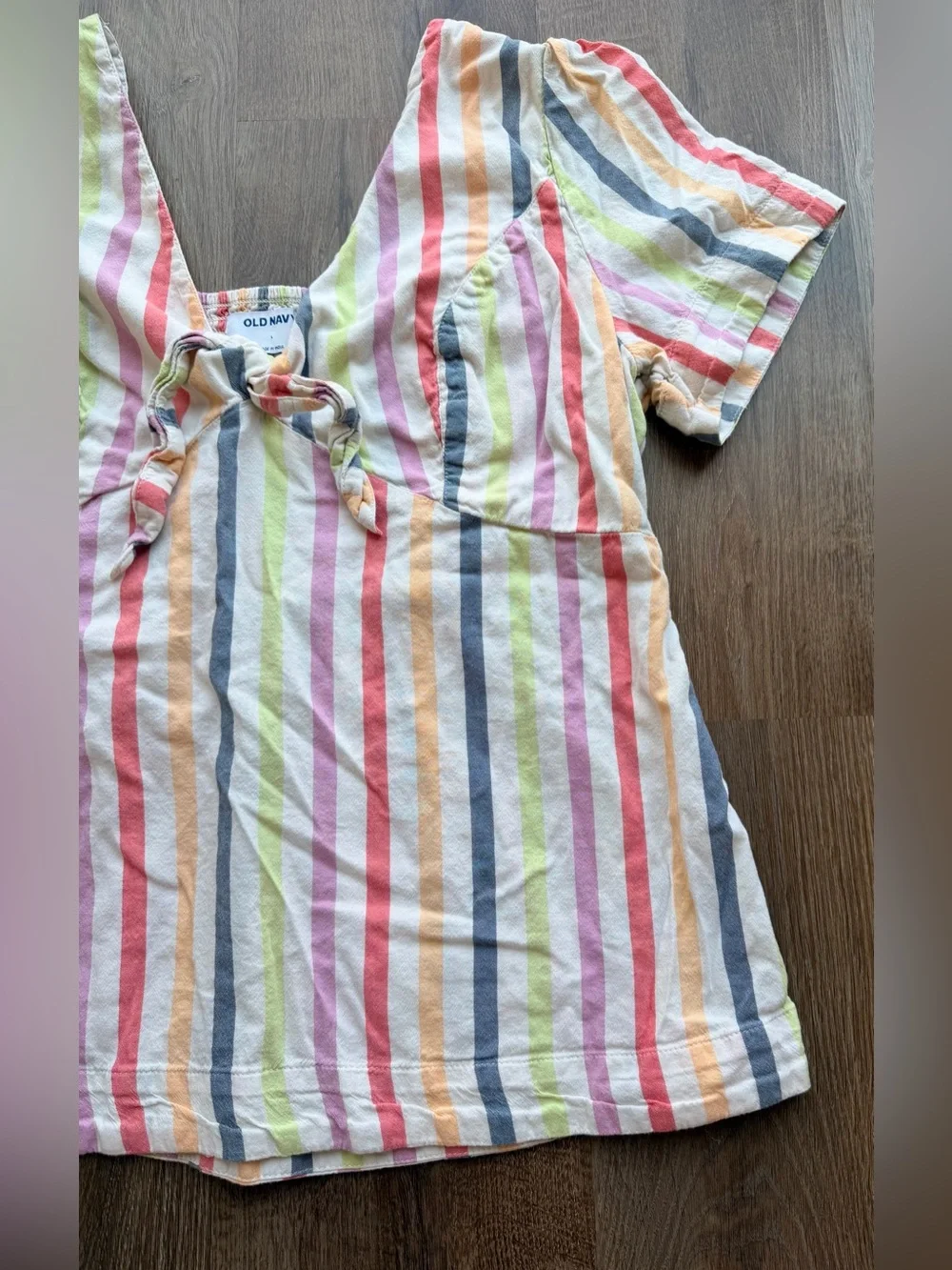 OLD NAVY | Rainbow Stripe Tie Front Top | Cottagecore Peasant Blouse